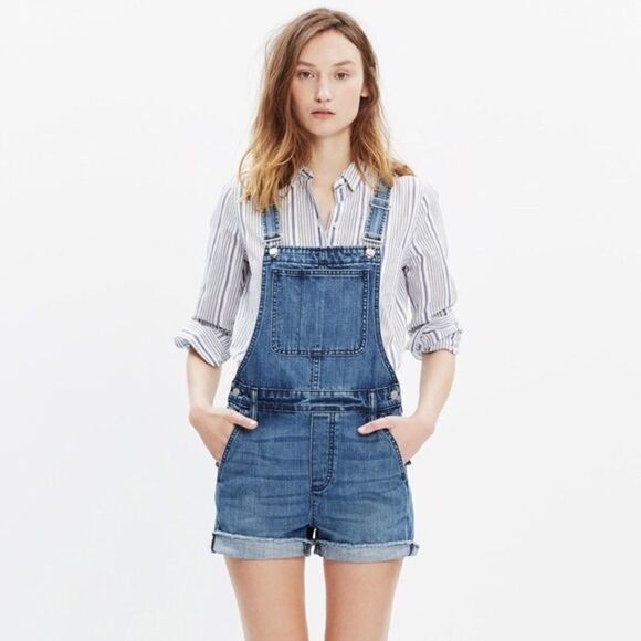 Madewell Adirondack Denim Overall Shorts - Picture 1 of 8